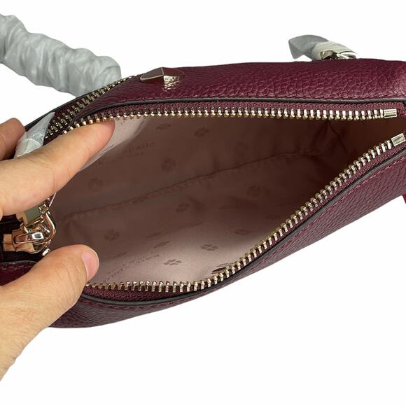 Kate Spade New York Triple Gusset Crossbody (Cherrywood  Kate Spade small polly leather crossbody bag in Cherrywood